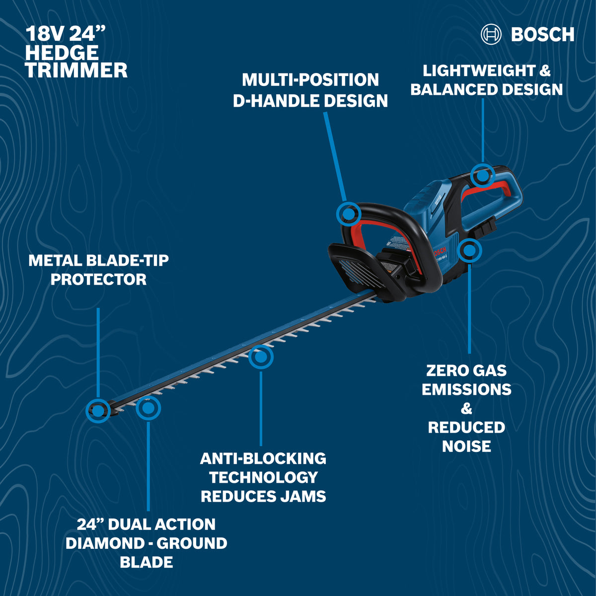 Bosch GHE18V-60-2N 18V 24 In. Hedge Trimmer