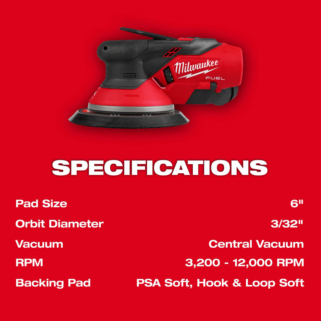Milwaukee M12 FUEL 6" Random Orbital Sander – Configuration Options