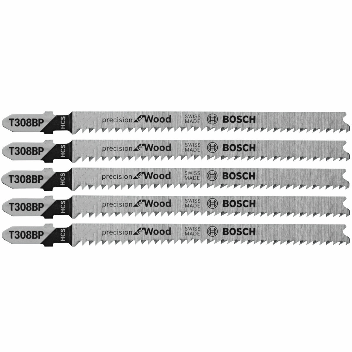 Bosch T308BP 5 pc. 4-5/8 In. 12 TPI Precision for Wood T-Shank Jig Saw Blades