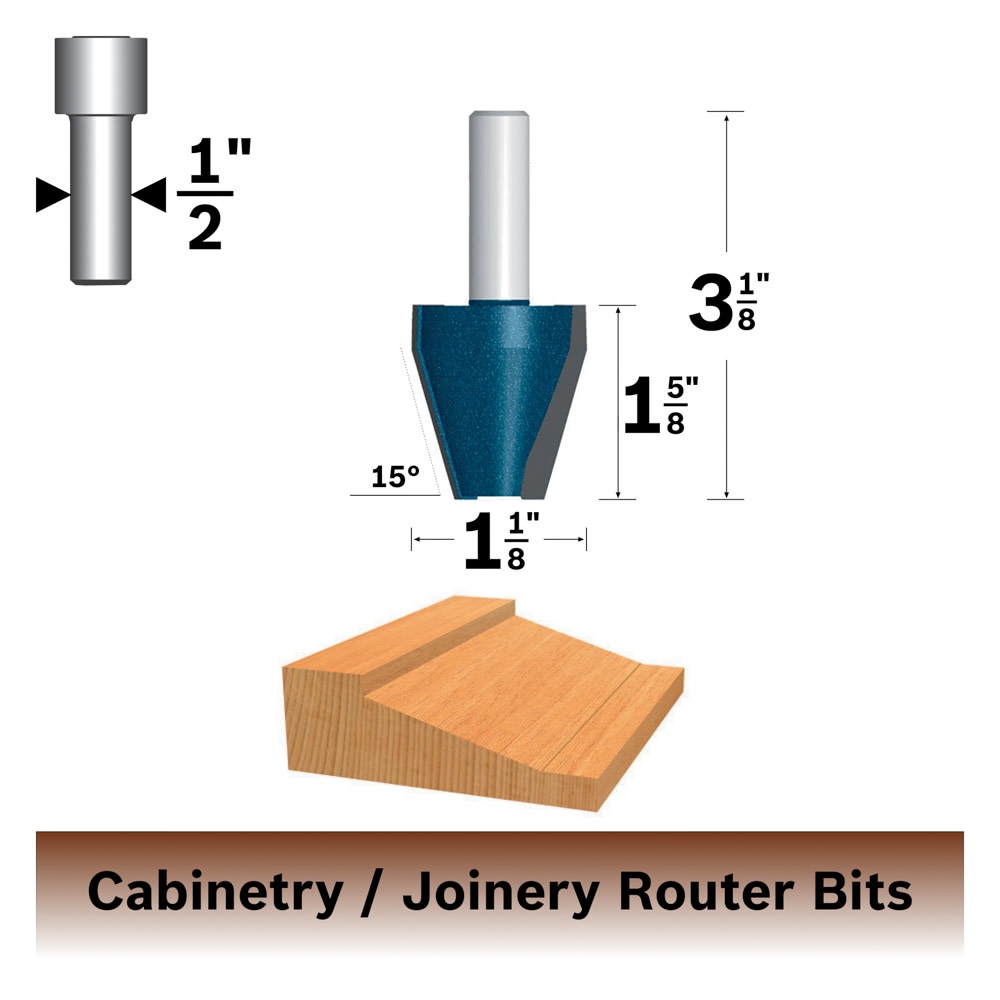 Bosch 84520M 1-1/8 In. x 1-5/8 In. Carbide Tipped Traditional Vertical Raised Panel Bit