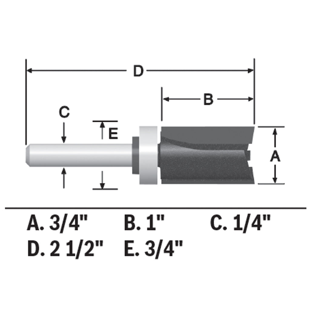 Bosch 85682MC 3/4 In. x 1 In. Carbide-Tipped Double-Flute Top-Bearing Straight Trim Router Bit