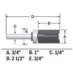 Bosch 85682MC 3/4 In. x 1 In. Carbide-Tipped Double-Flute Top-Bearing Straight Trim Router Bit