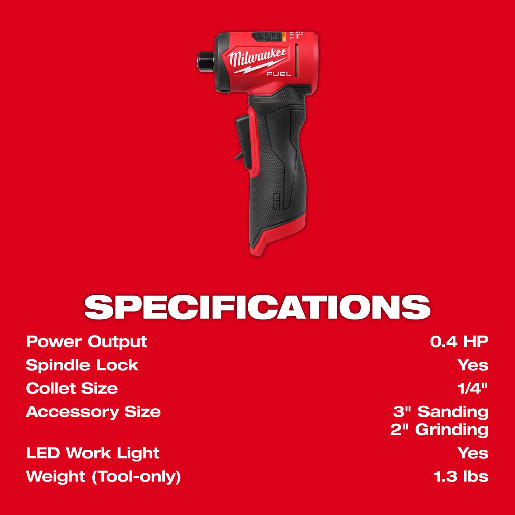 Milwaukee M12 FUEL 1/4" Right Angle Die Grinder – Configuration Options