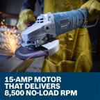 Bosch GWS25-180PR 7 In. Large Angle Grinder – 15 Amp W/ No-Lock On Trigger Switch and Rotatable Main Handle