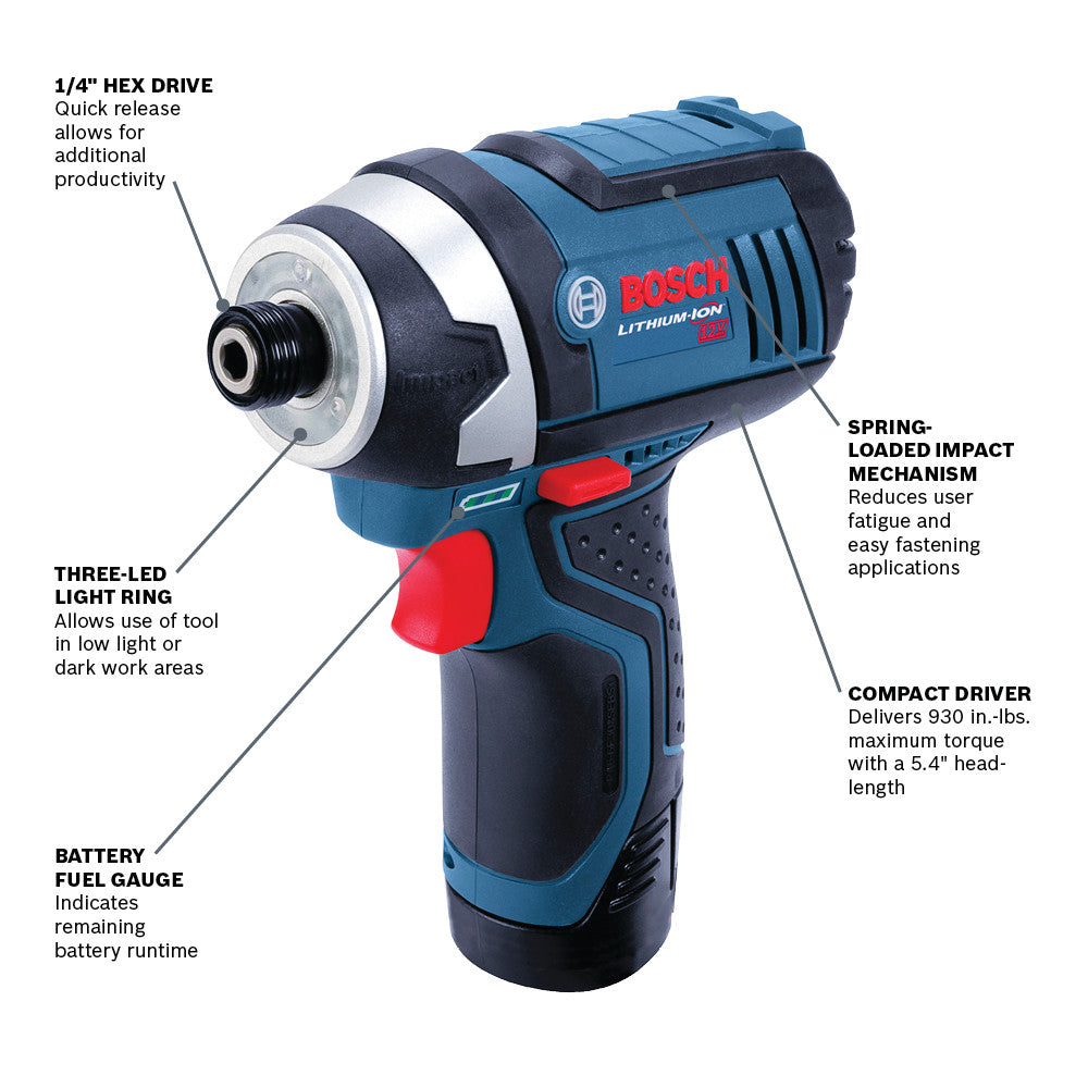 Bosch PS41N 12V Max 1/4 In. Hex Impact Driver (Tool Only)