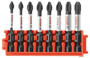 Bosch CCSPHV208 8 pc. Impact Tough Phillips 2 In. Power Bits with Clip for Custom Case System