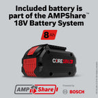 Bosch GTS18V-08N14 PROFACTOR 18V 8-1/4 In. Portable Table Saw Kit with (1) CORE18V 8 Ah High Power Battery