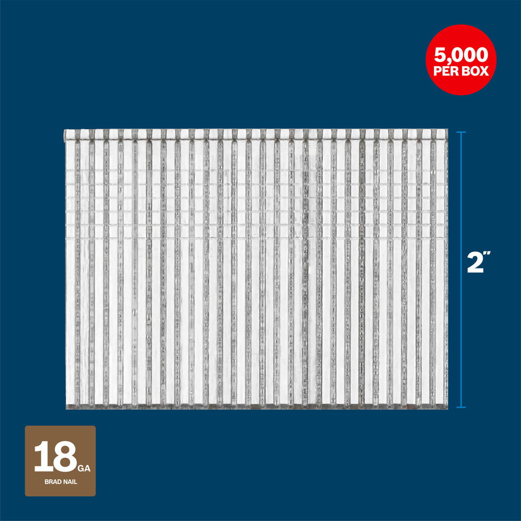 Bosch GNH18G200GV 2 In. x 18ga Brad Nails (5000 Per Box)