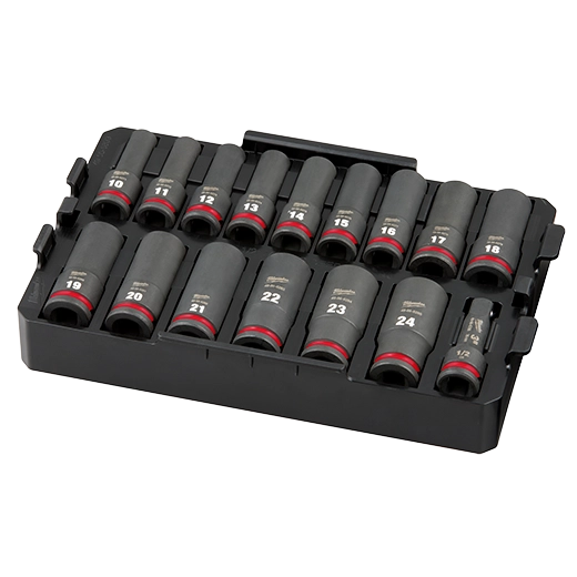 Milwaukee SHOCKWAVE Impact Duty Socket 1/2” Dr 16-Piece MM TRAY Set | 49-66-6818