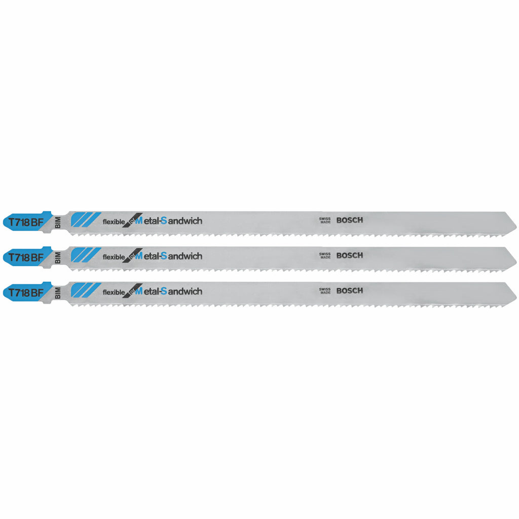 Bosch T718BF3 3 pc. 7 In. 14 TPI Flexible for Sandwich T-Shank Jig Saw Blades