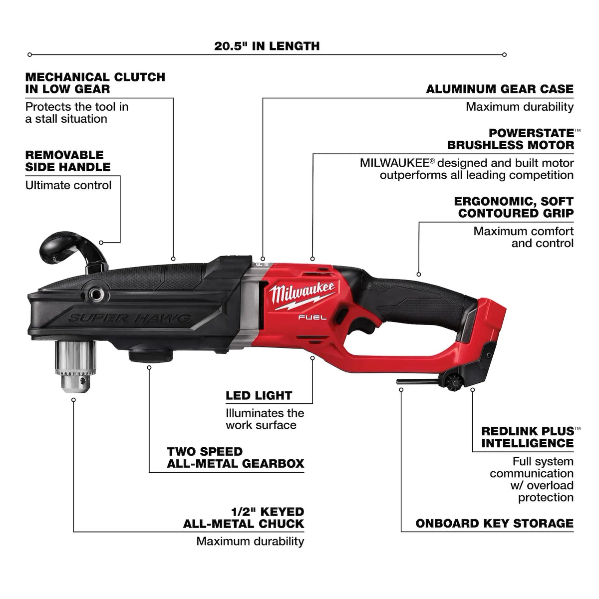 Milwaukee M18 FUEL SUPER HAWG 1/2" Right Angle Drill | 2809-20