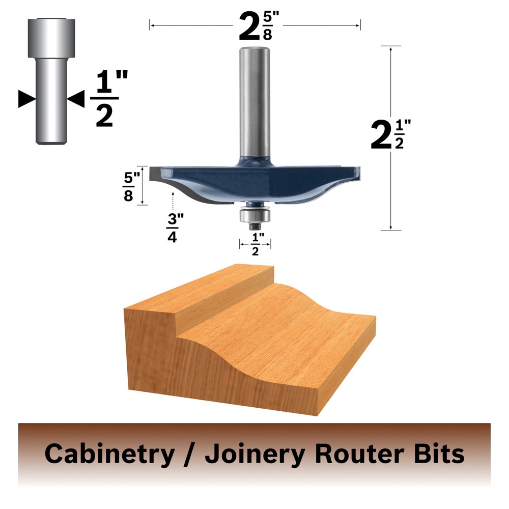Bosch 85638M 2-1/2 In. x 5/8 In. Carbide Tipped Ogee Raised Panel Bit
