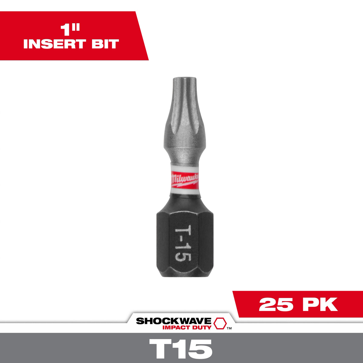 Milwaukee SHOCKWAVE Impact Duty 1" TORX T15 Insert Bits (25-Pack) | 48-32-4734
