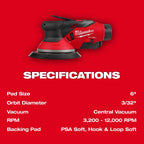 M12™ FUEL™ 6" Random Orbital Sander (3/32")