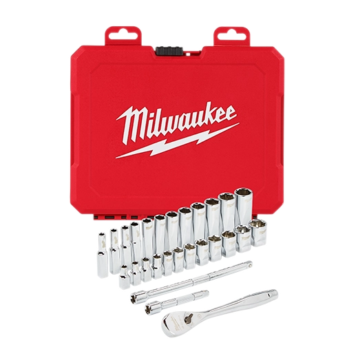 Milwaukee 1/4" Drive 28-Piece Ratchet & Socket Set - Metric | 48-22-9504
