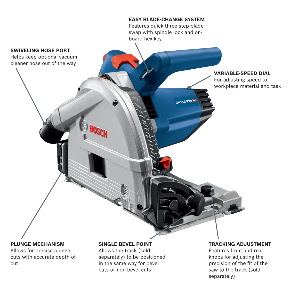 Bosch GKT13-225L 6-1/2 In. Track Saw with Plunge Action and L-Boxx Carrying Case