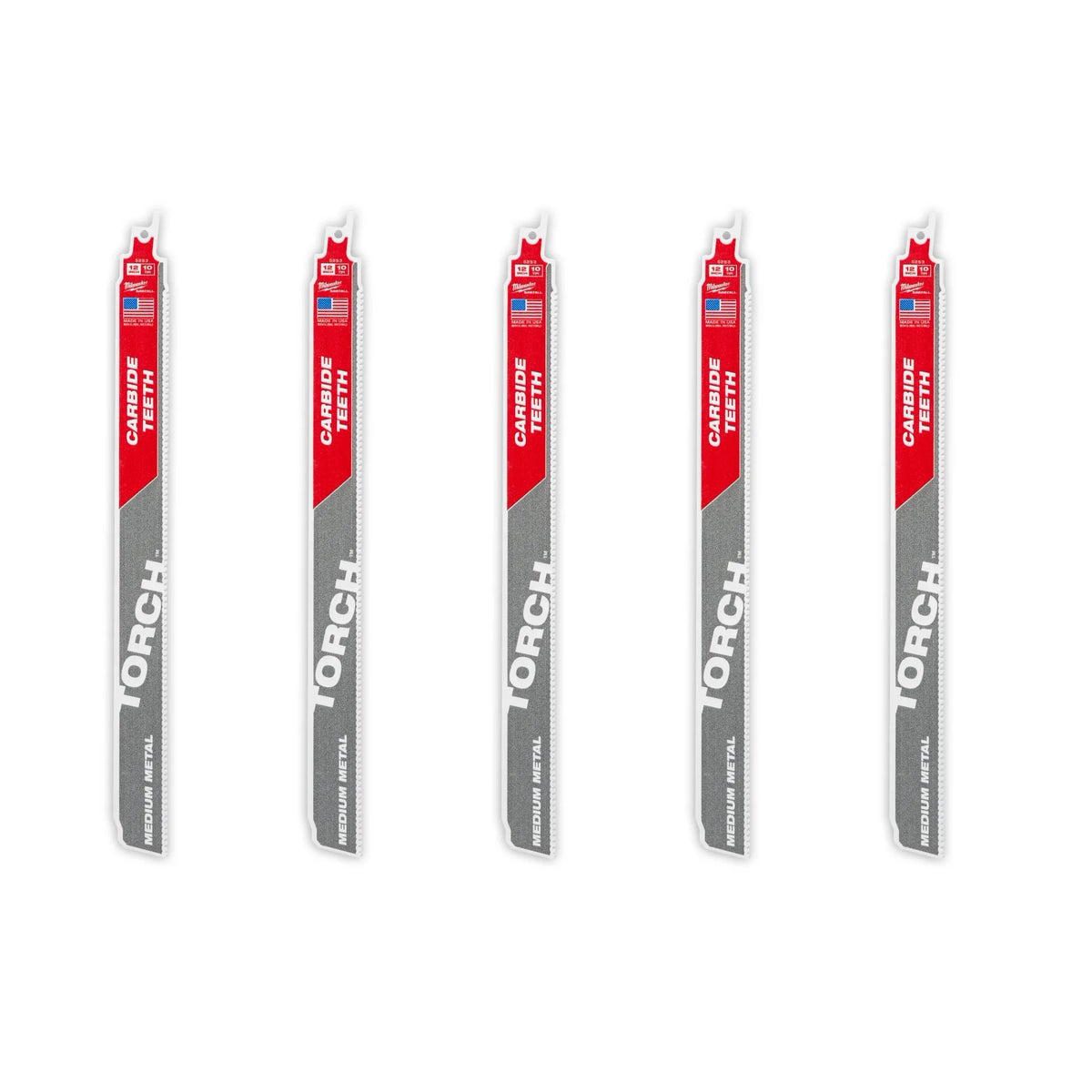 Milwaukee 12" 10TPI The TORCH with Carbide Teeth for Medium Metal 5PK | 48-00-5553
