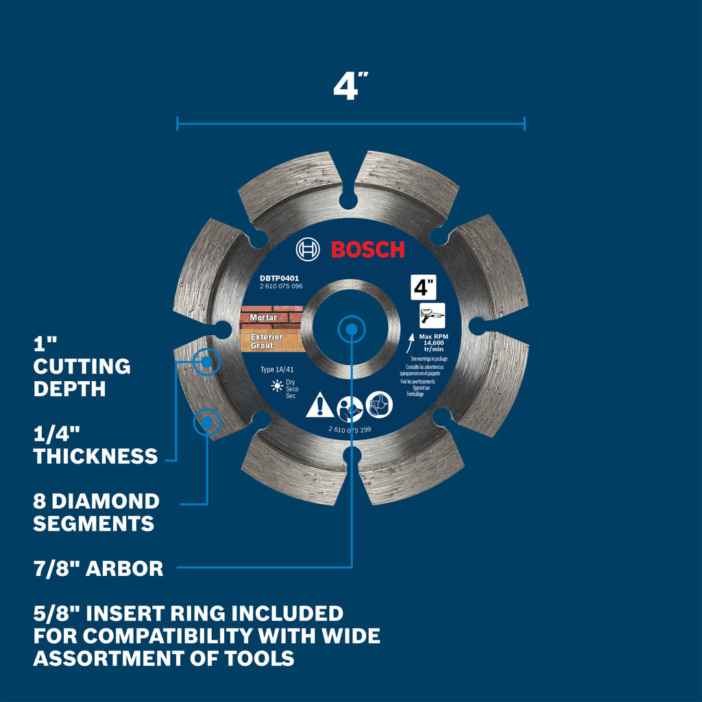 Bosch DBTP0401 4 In. Segmented Tuckpointing Blade