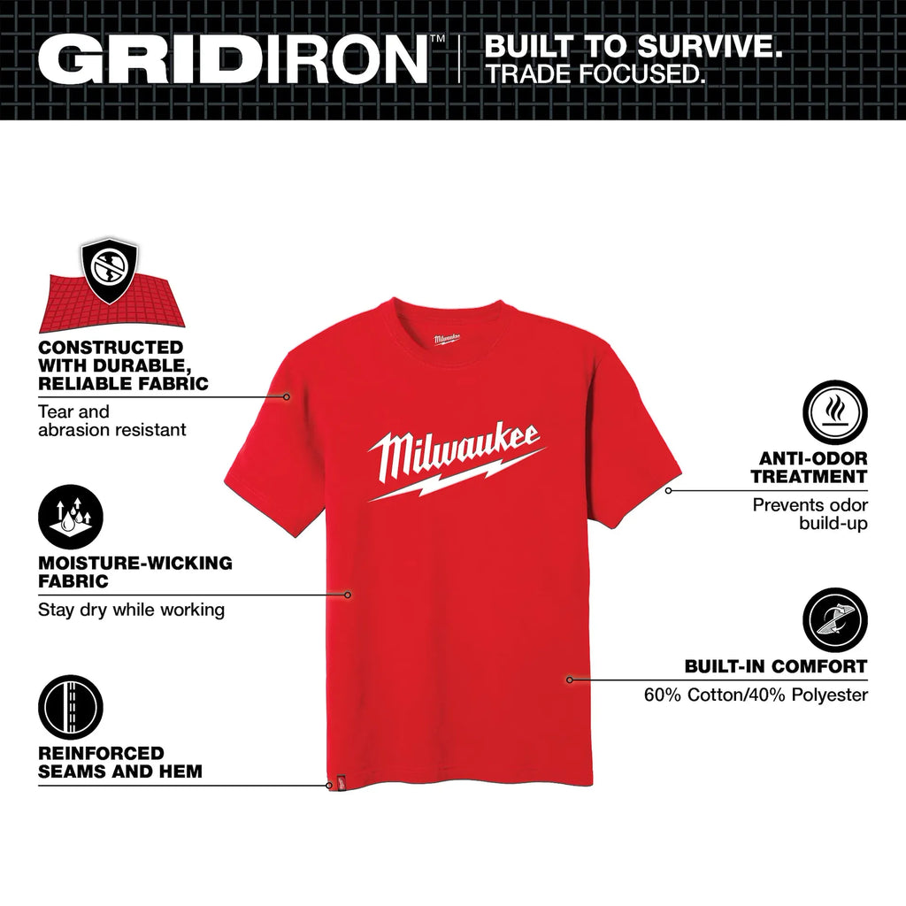 Milwaukee Heavy Duty Tee - Short Sleeve Logo Red L | 607R-L