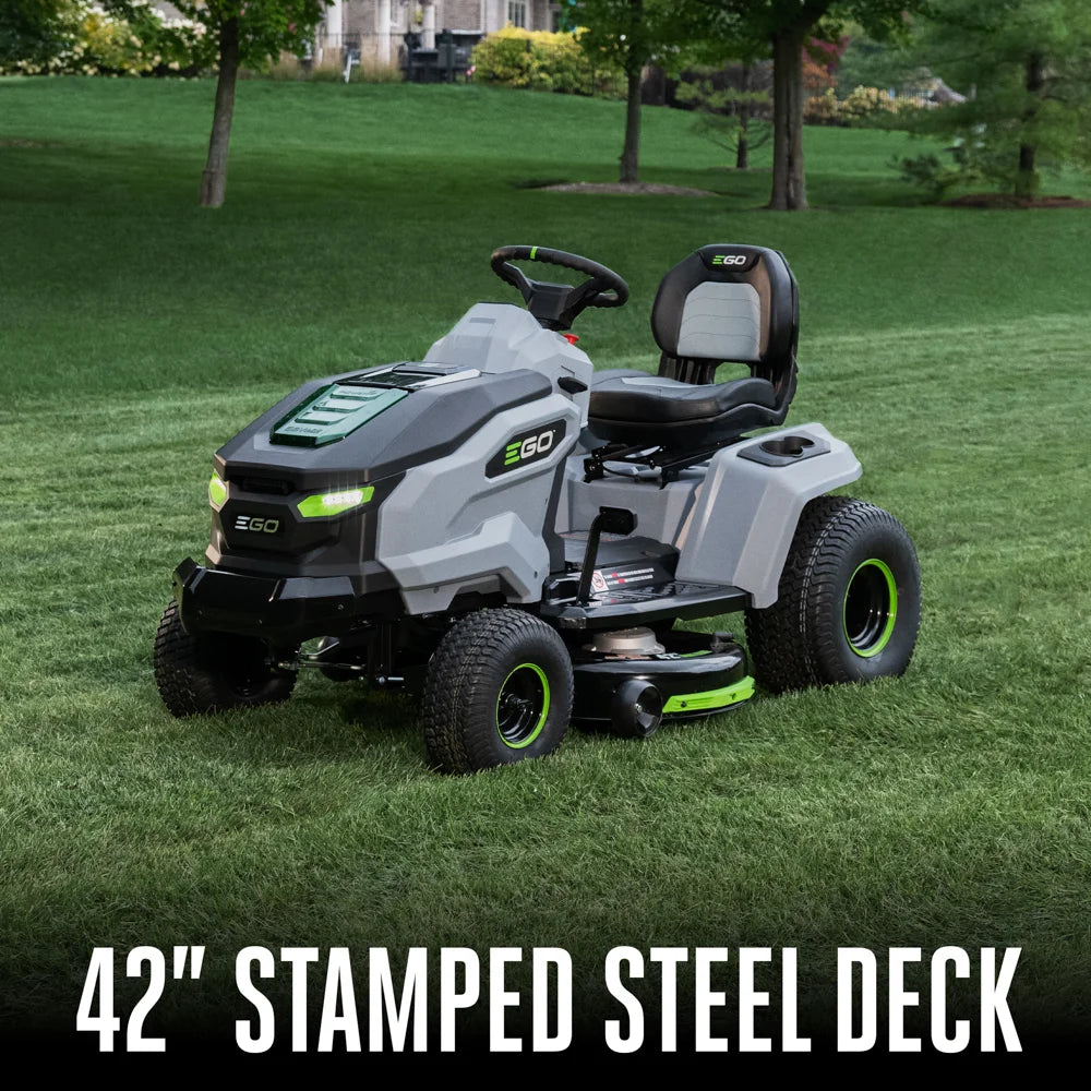 EGO Power+ 42" T6 Lawn Tractor with 6 x 6.0Ah Batteries, 700W Turbo Charger, and Charging Adapter