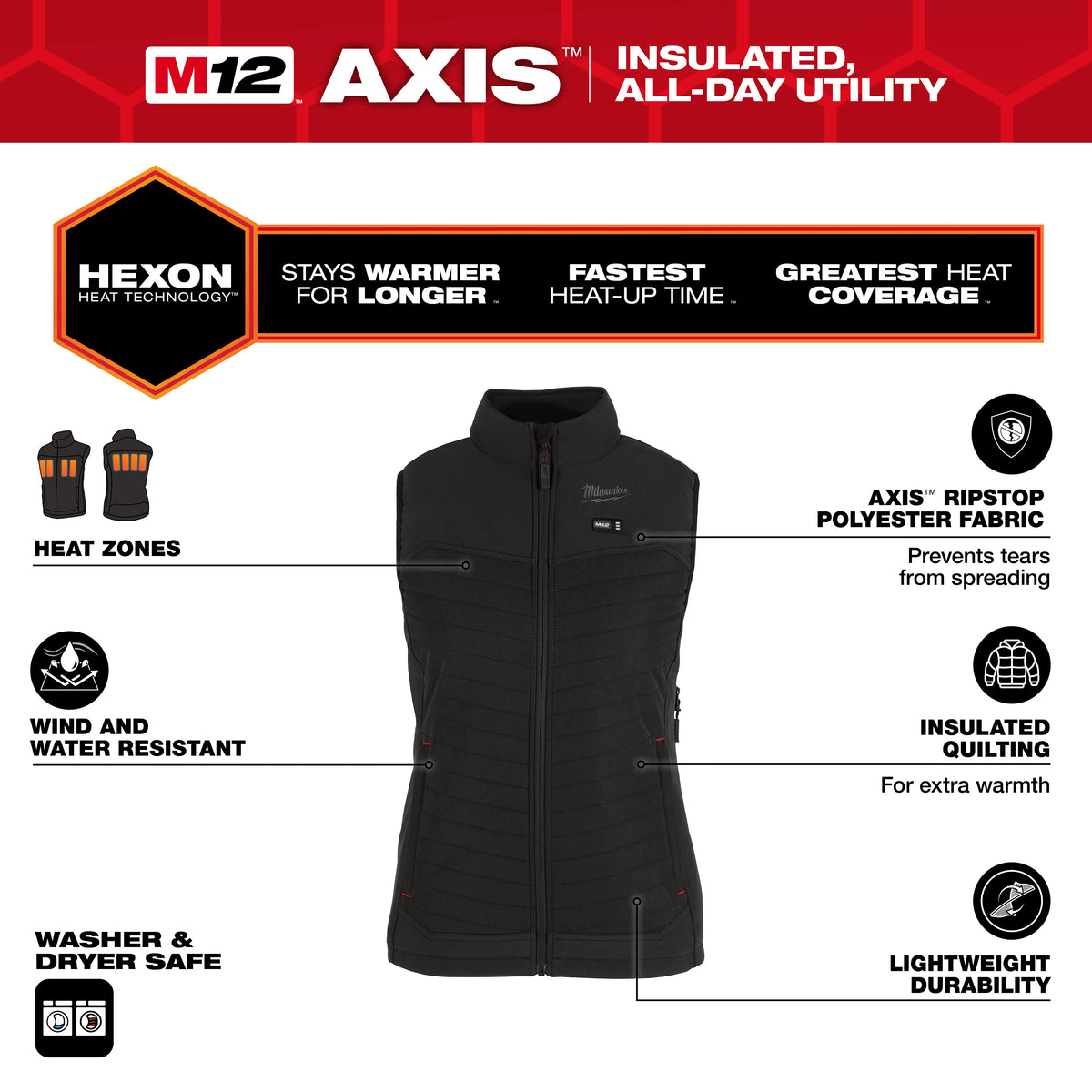 Milwaukee M12 Women's Heated AXIS Vest – Configuration Options
