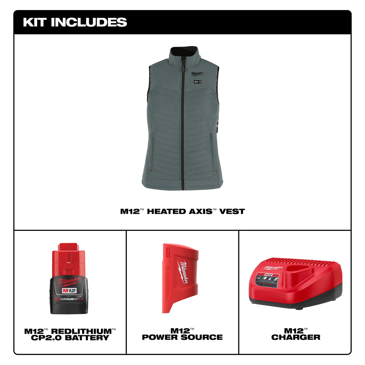 Milwaukee M12 Women's Heated AXIS Vest – Configuration Options