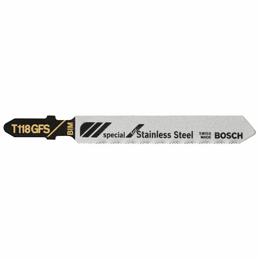 Bosch T118GFS 5 pc. 3-1/4 In. 36 TPI Basic for Stainless Steel T-Shank Jig Saw Blades