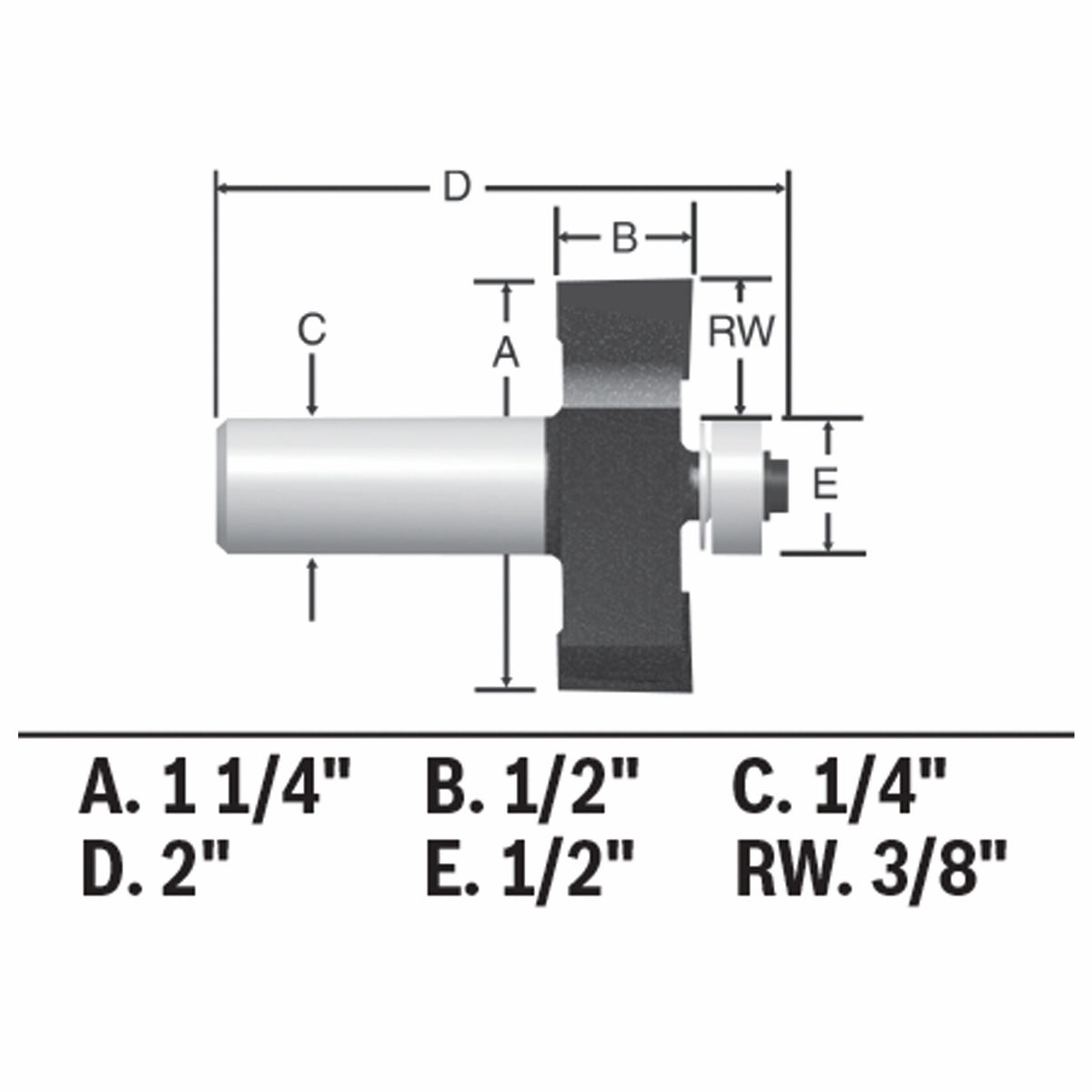Bosch 85218MC 3/8 In. x 1/2 In. Carbide-Tipped Rabbeting Router Bit