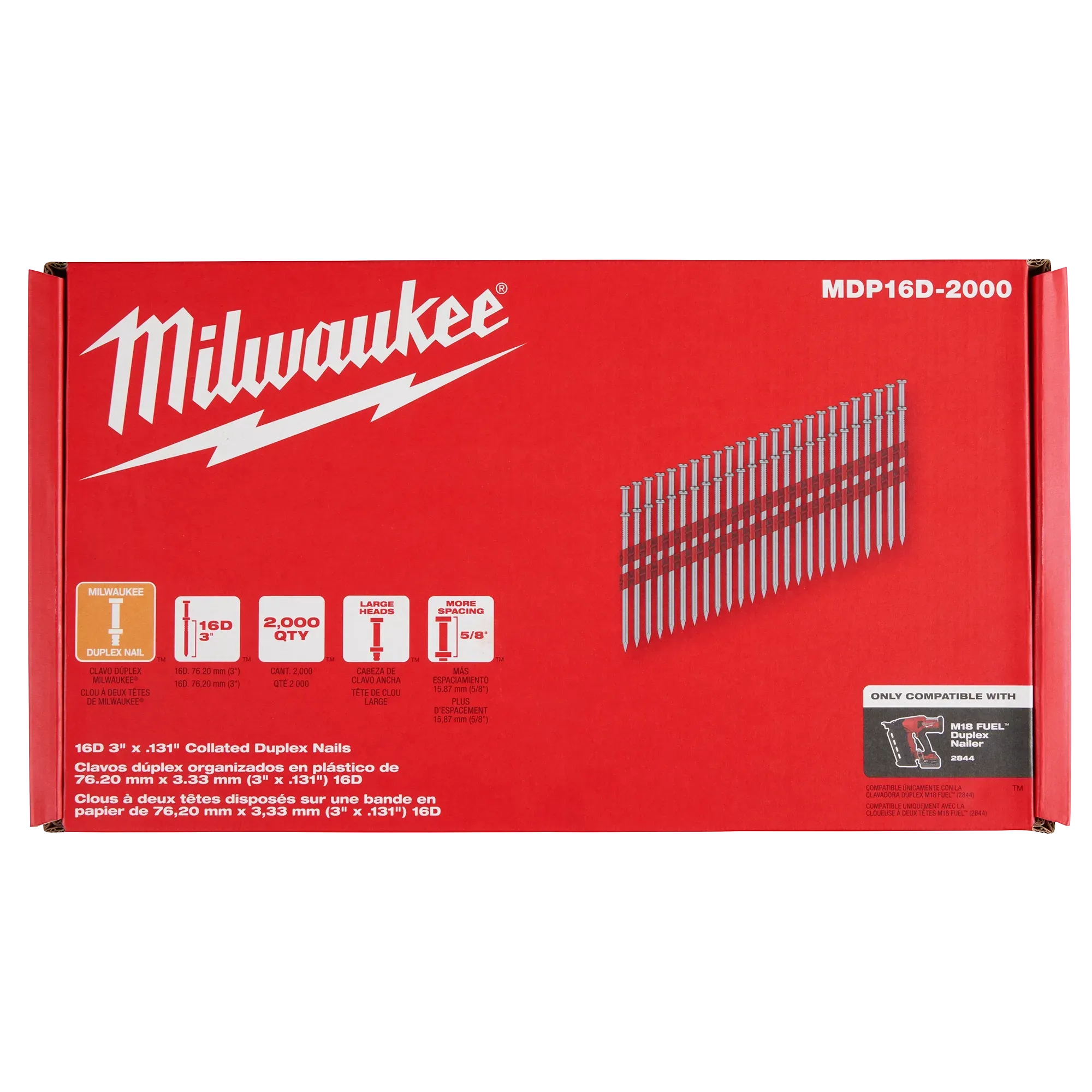 Milwaukee® 16D 3” x .131” Collated Duplex Nails