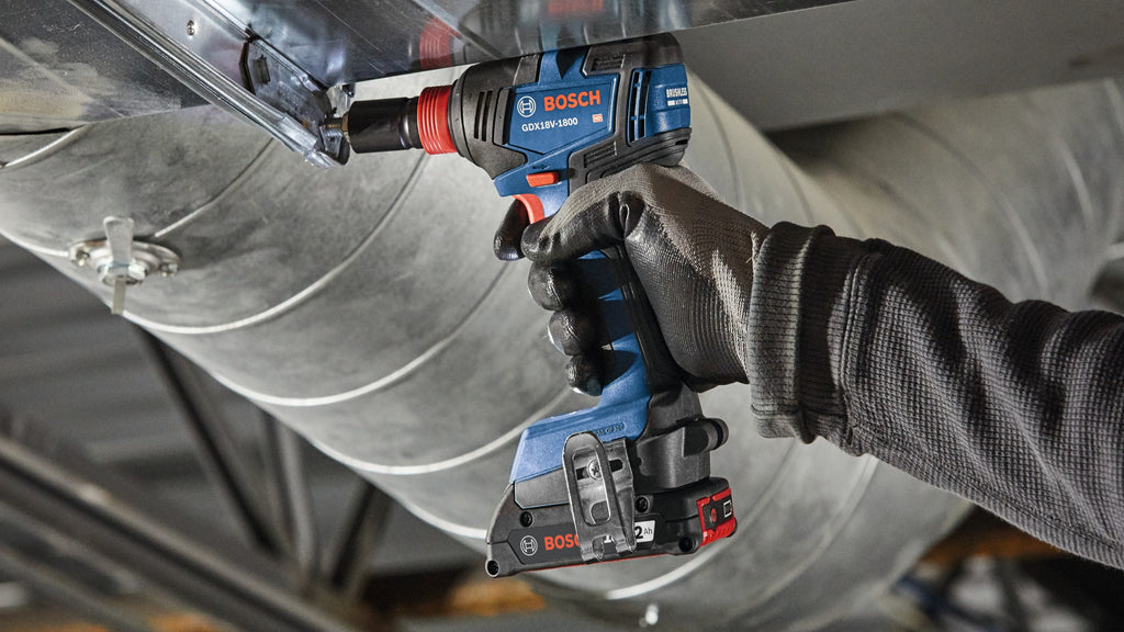 Bosch GXL18V-233B25 18V 2-Tool Combo Kit with 1/2 In. Hammer Drill/Driver, Two-In-One 1/4 In. and 1/2 In. Bit/Socket Impact Driver/Wrench and (2) CORE18V 4 Ah Advanced Power Batteries
