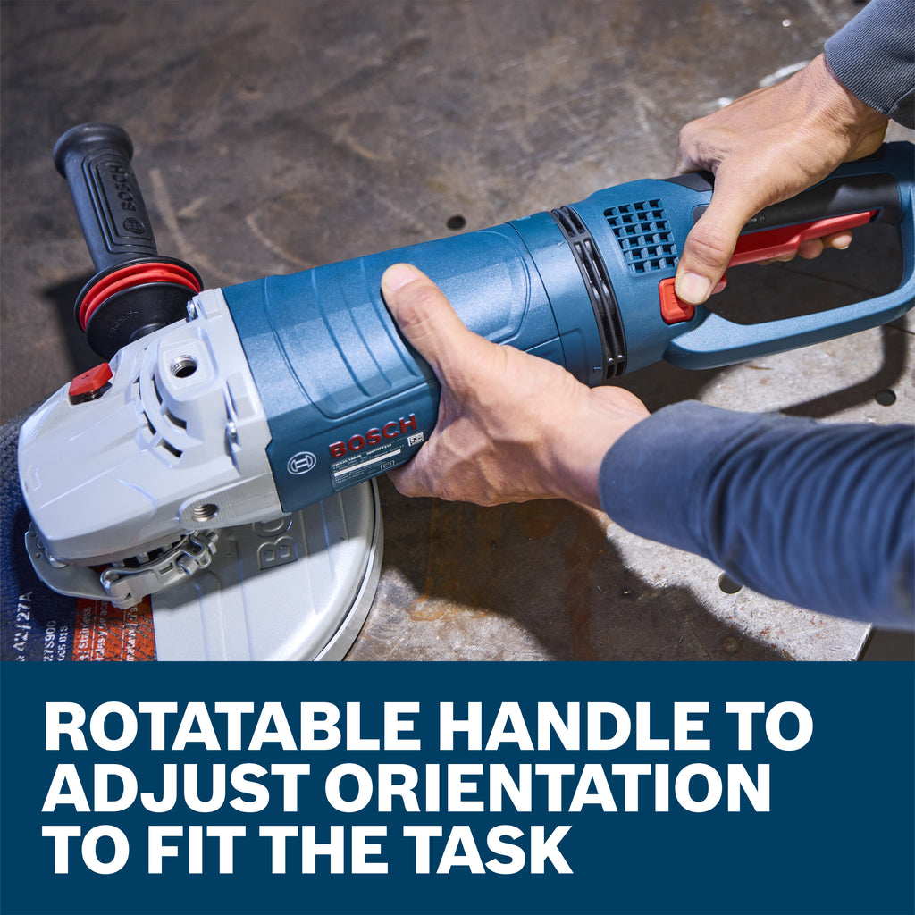 Bosch GWS25-180PR 7 In. Large Angle Grinder – 15 Amp W/ No-Lock On Trigger Switch and Rotatable Main Handle