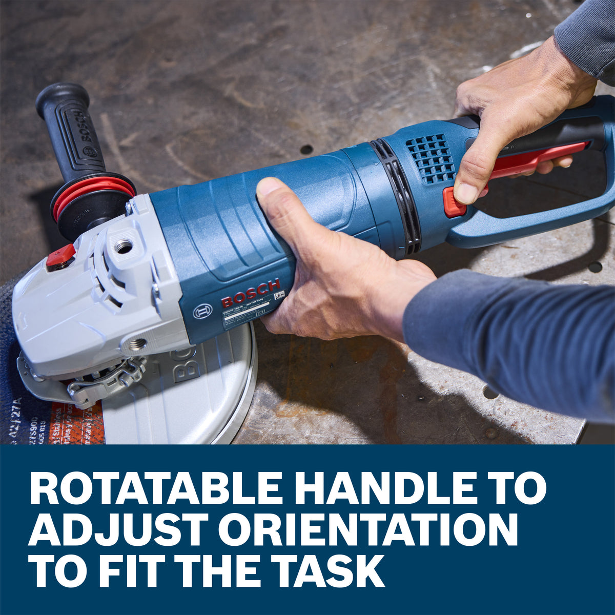 Bosch GWS25-180PR 7 In. Large Angle Grinder – 15 Amp W/ No-Lock On Trigger Switch and Rotatable Main Handle