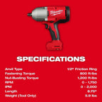 M18™ Brushless 1/2" High Torque Impact Wrench w/ Friction Ring