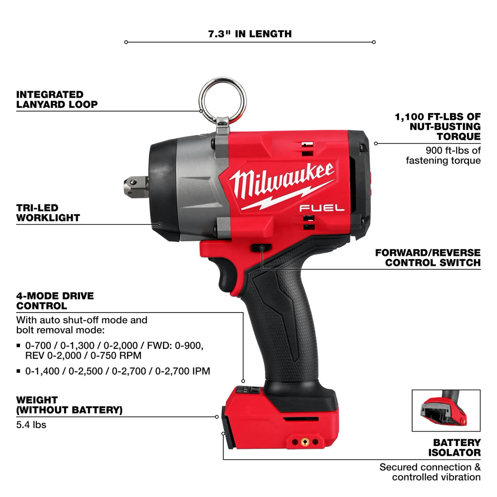 Milwaukee M18 FUEL 1/2" High Torque Impact Wrench with Pin Detent – Configuration Options