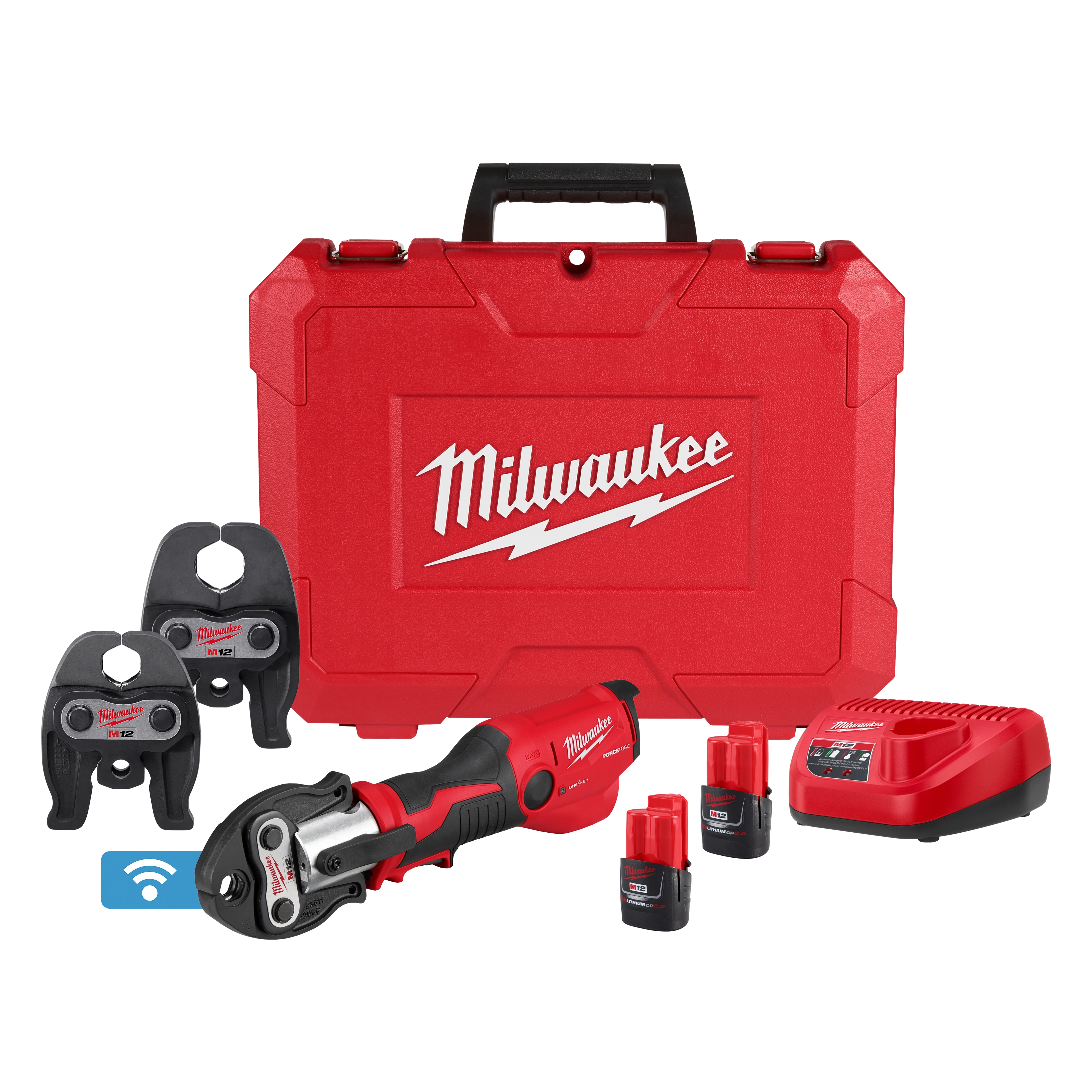 M12™ FORCE LOGIC™ Press Tool Kit w/ ONE‑KEY™ with 1/2" – 1" CTS‑V Jaws