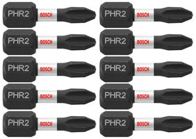 Bosch ITPH2R1B 10 pc. Impact Tough 1 In. Phillips #2R Reduced Insert Bits (Bulk Pack)