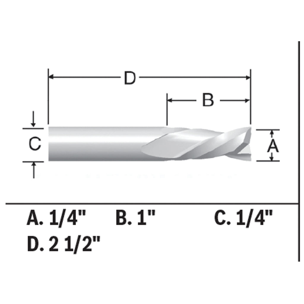 Bosch 85903MC 1/4 In. x 1 In. Solid Carbide Double-Flute Downcut Spiral Router Bit