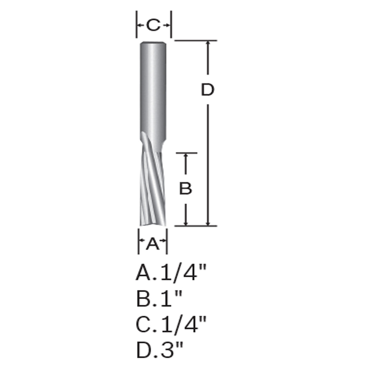 Bosch 85611M 1/4 In. Solid Carbide Double Flute Acrylic Router Bit
