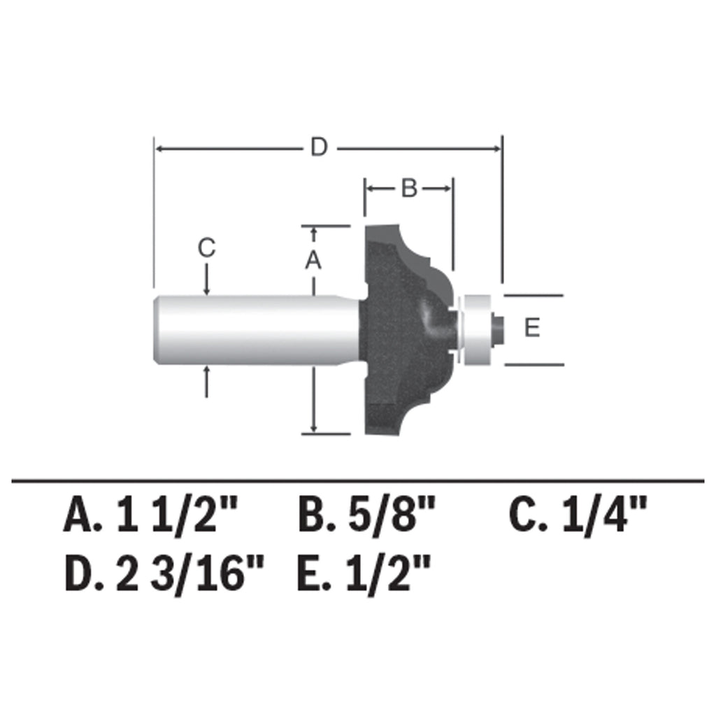 Bosch 85581MC 1-1/2 In. x 5/8 In. Carbide-Tipped Classical Router Bit