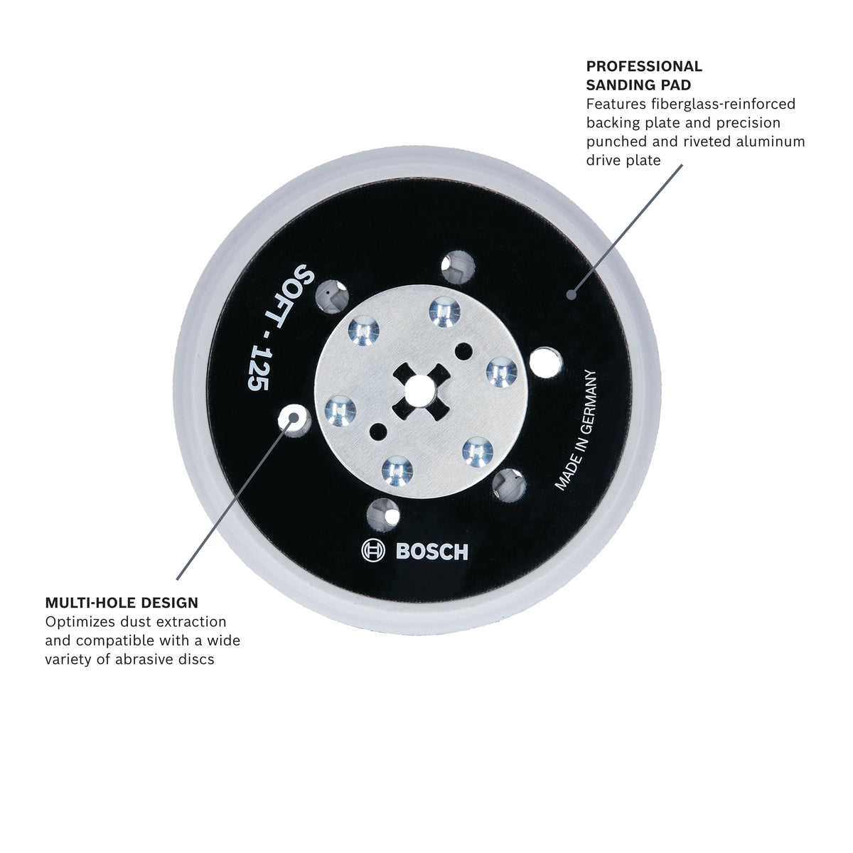 Bosch RSM5044 5 In. Soft Hook-and-Loop Multi-Hole Sanding Pad