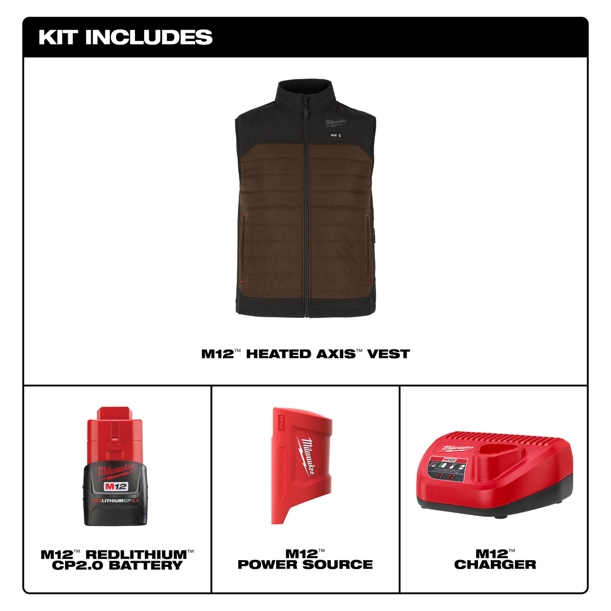 Milwaukee M12 Heated AXIS Vest – Configuration Options