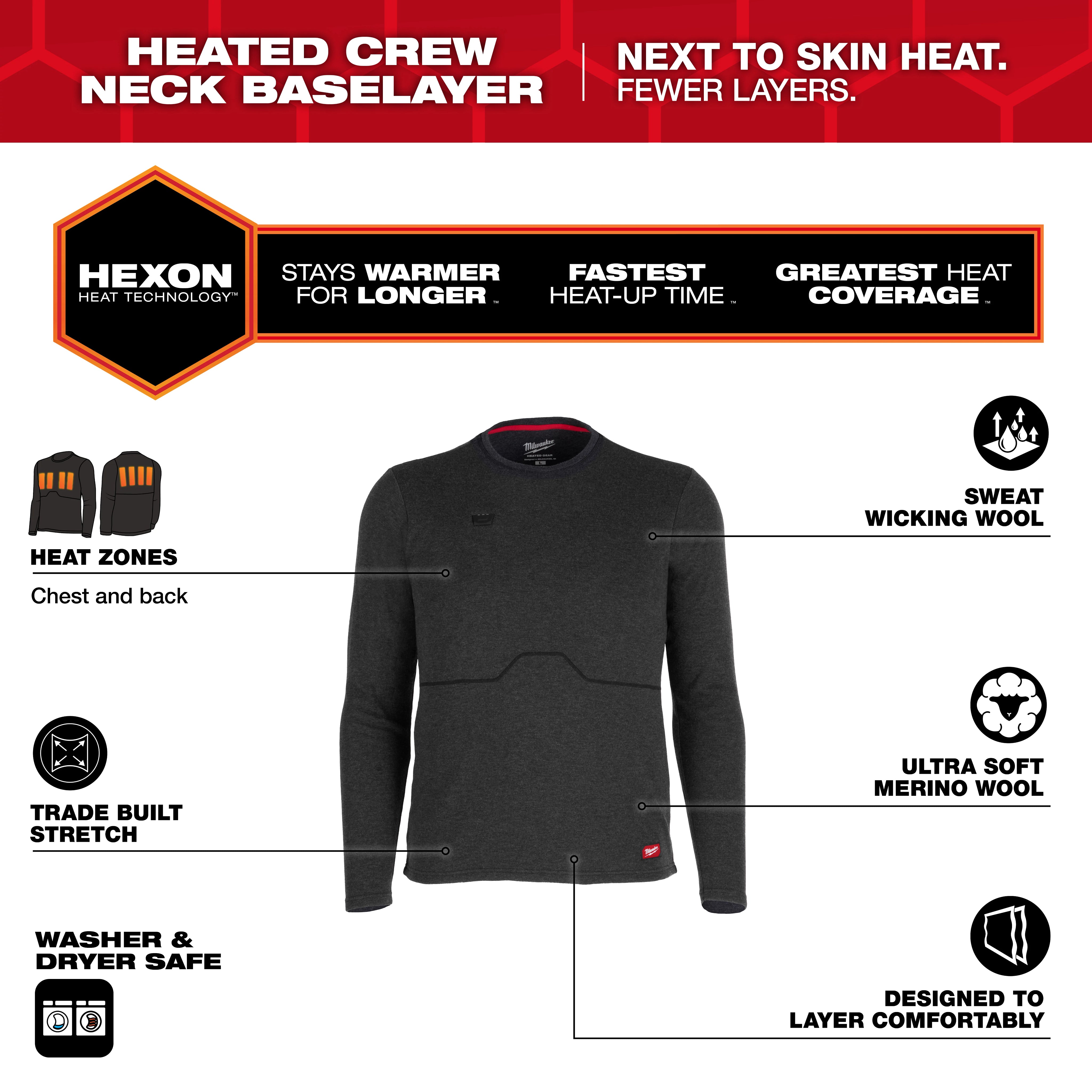 Milwaukee® Heated Merino Wool Crew Neck Baselayer