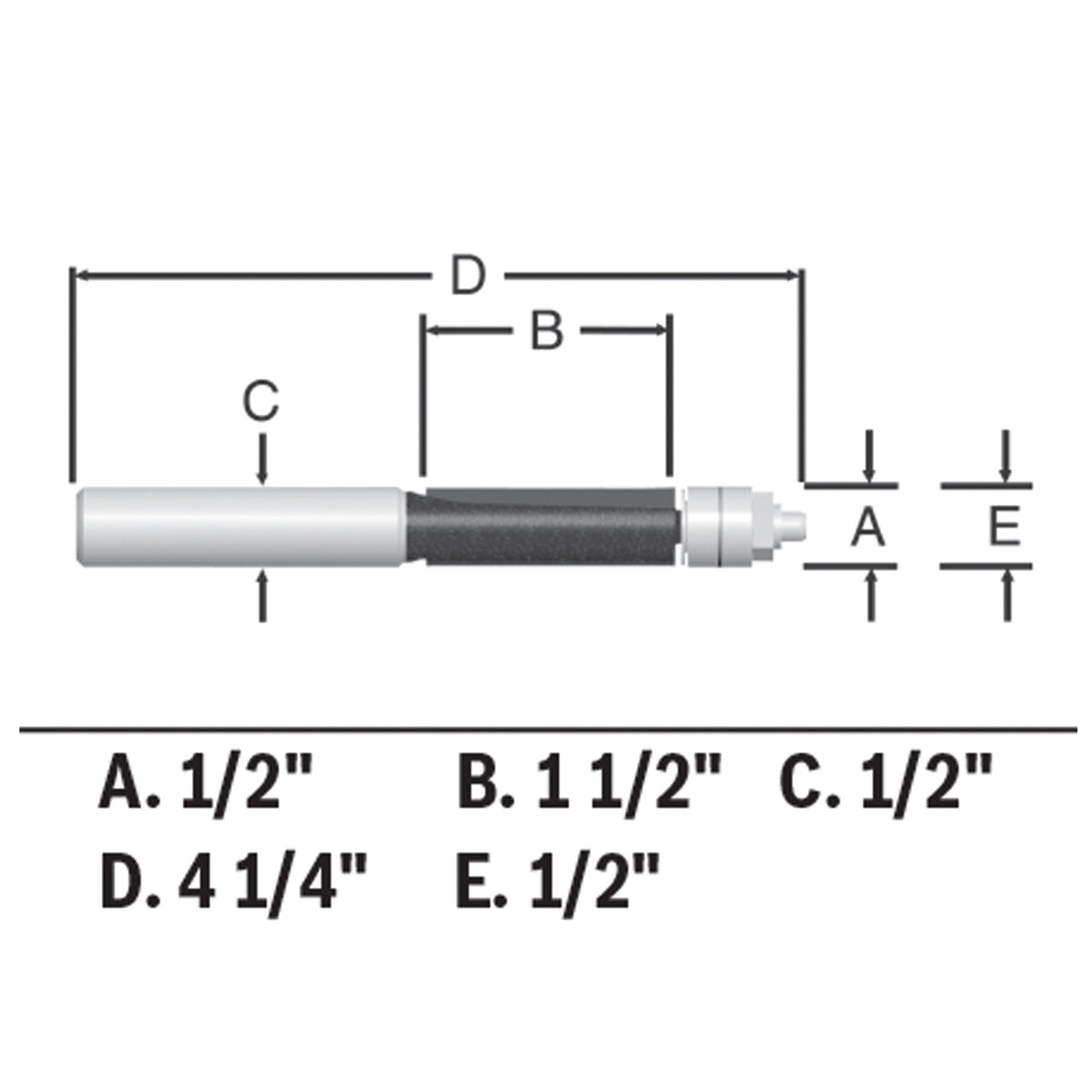 Bosch 85601MC 1/2 In. x 1-1/2 In. Carbide-Tipped Double-Flute Template Trim Router Bit