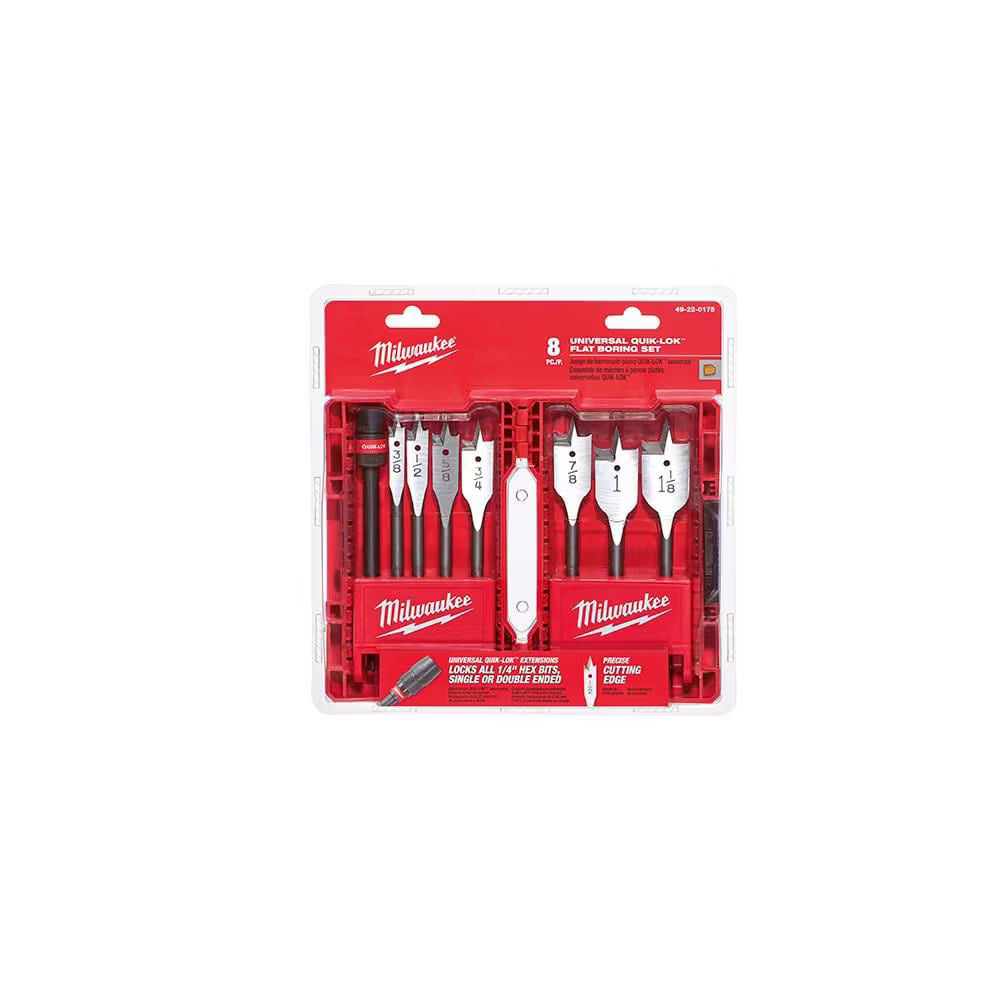 Milwaukee Flat Boring Bit 6" Universal Set - 8-Piece | 49-22-0175