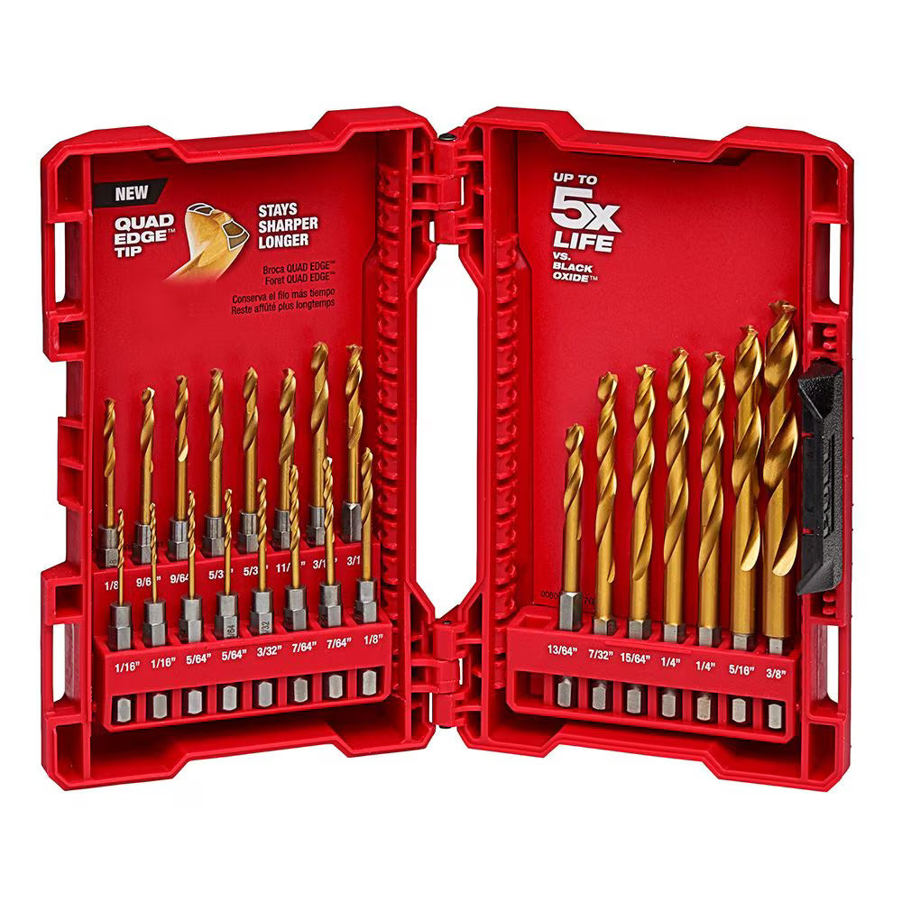 23PC SHOCKWAVE™ Impact Duty RED HELIX™ Titanium Drill Bit Set