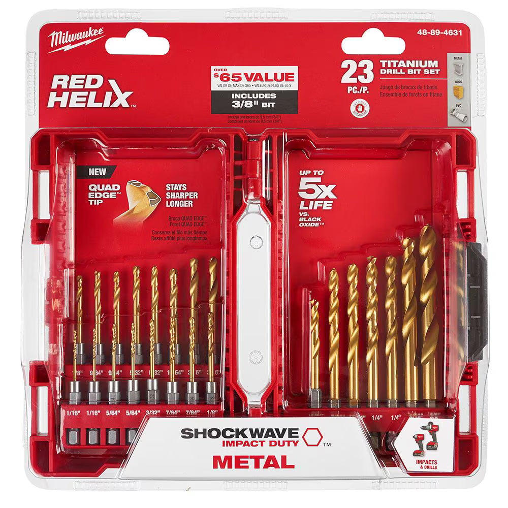 23PC SHOCKWAVE™ Impact Duty RED HELIX™ Titanium Drill Bit Set