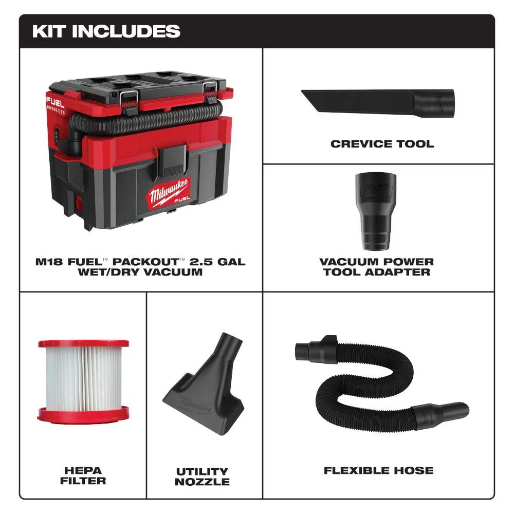 M18 FUEL™ 2.5 Gallon Wet/Dry Vacuum w/ PACKOUT™ Compatibility