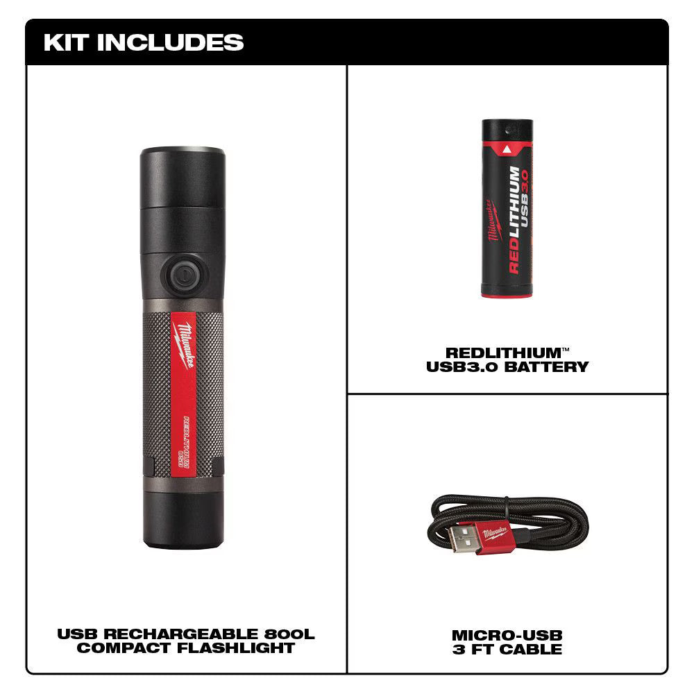 USB Rechargeable 800L Compact Flashlight