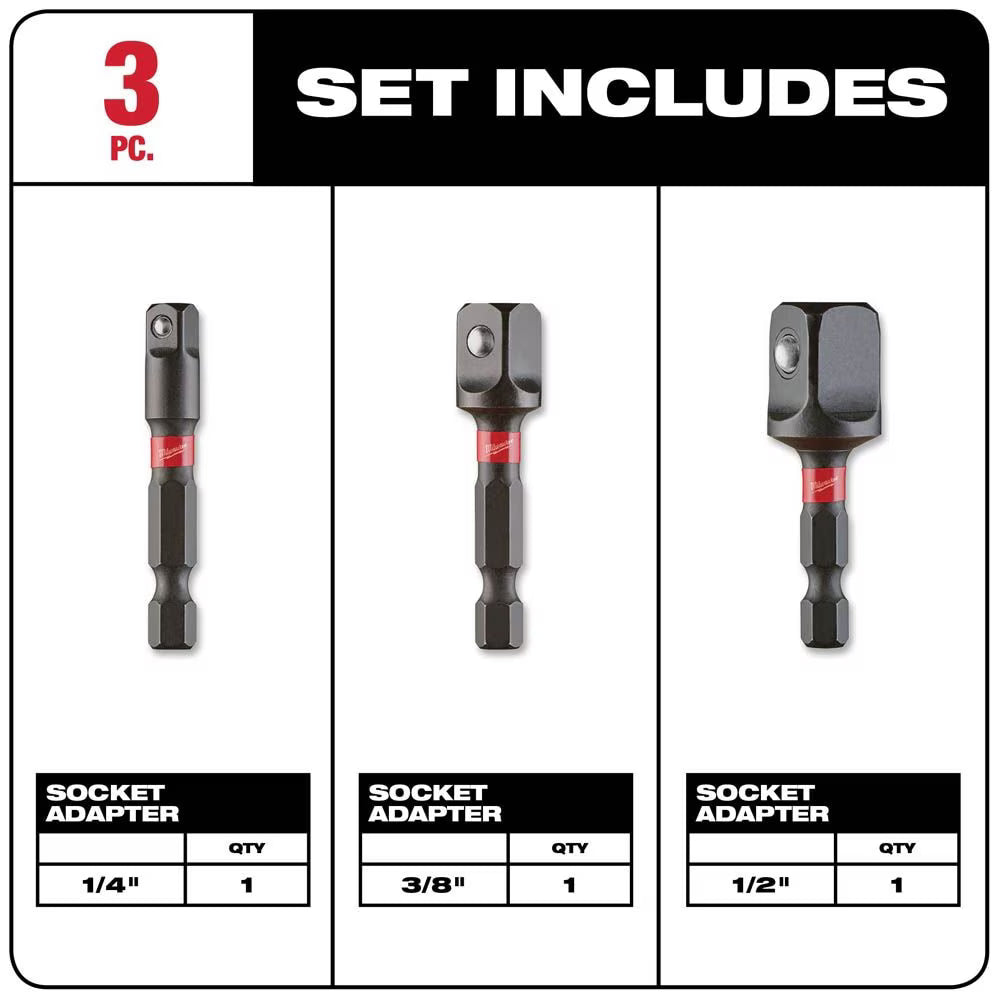 SHOCKWAVE Impact Duty 1/4 -inch Hex Shank Socket Adapter Set (3-Piece)