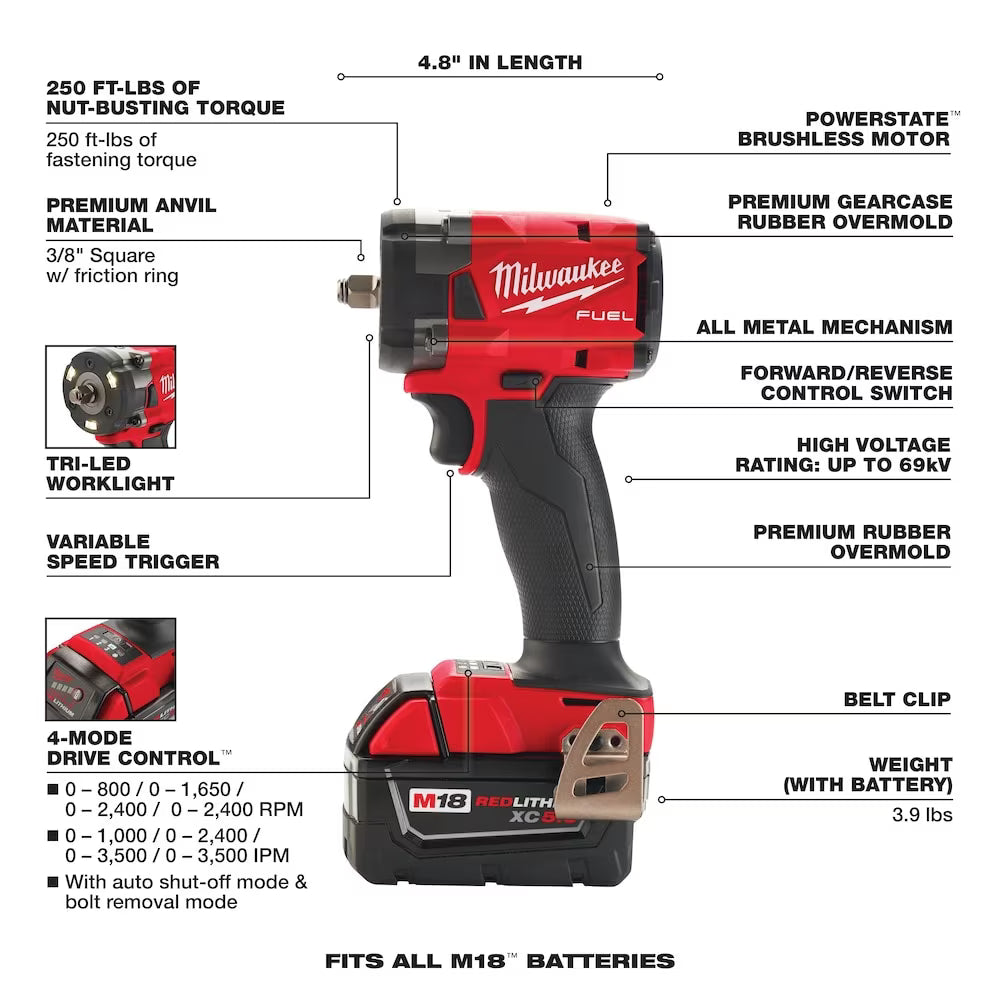 M18 FUEL™ Compact Impact Wrench and Grinder 2-Tool Combo Kit